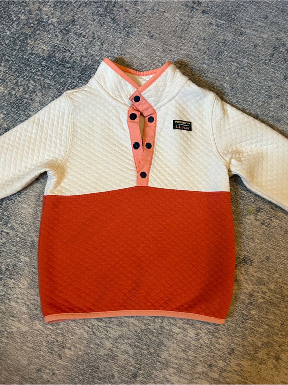 3T L.L. Bean Two-Tone Quilted Pullover - Cream & Coral
